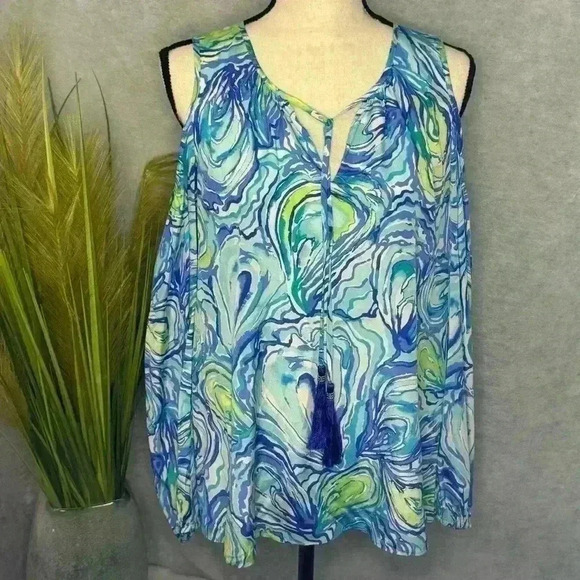 Lilly Pulitzer Silk Size XS Cold Shoulder Tassel Tunic Peek A Boo Sleeve - Picture 1 of 11